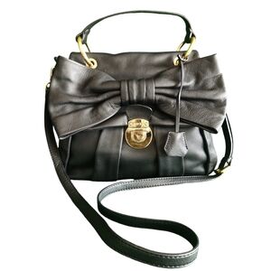 Red Valentino Black Leather Bow Luxury Handbag